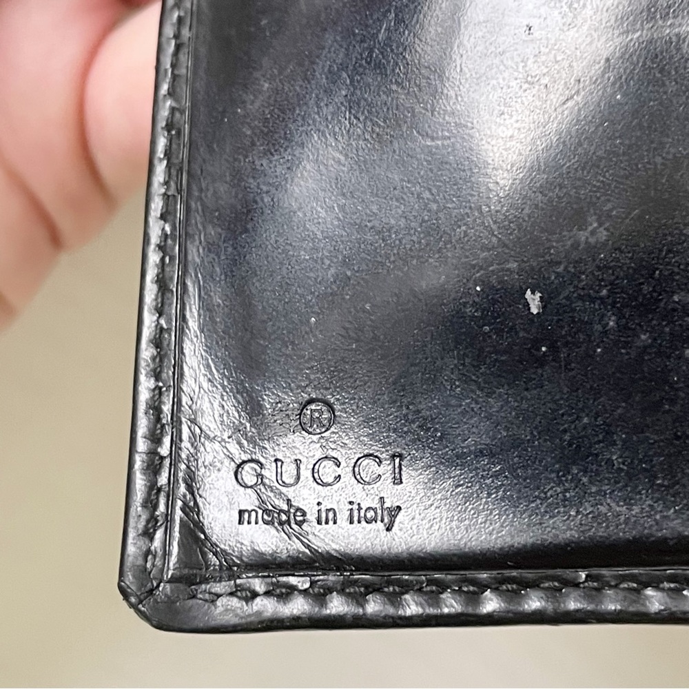 Gucci black distressed leather G logo Tom Ford era compact wallet - Picture 8 of 10